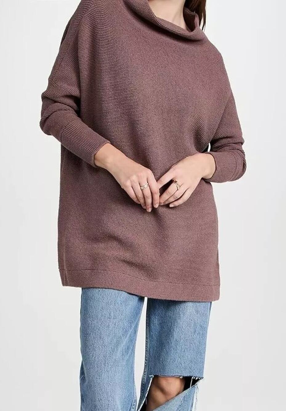 Free People knitted Nutmeg Ottoman Slouchy Tunic sweater Nutmeg Petite S A000621
